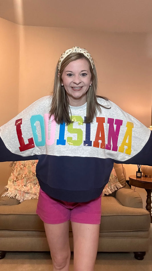 Queen of Sparkles Louisiana Colorblock Sweatshirt